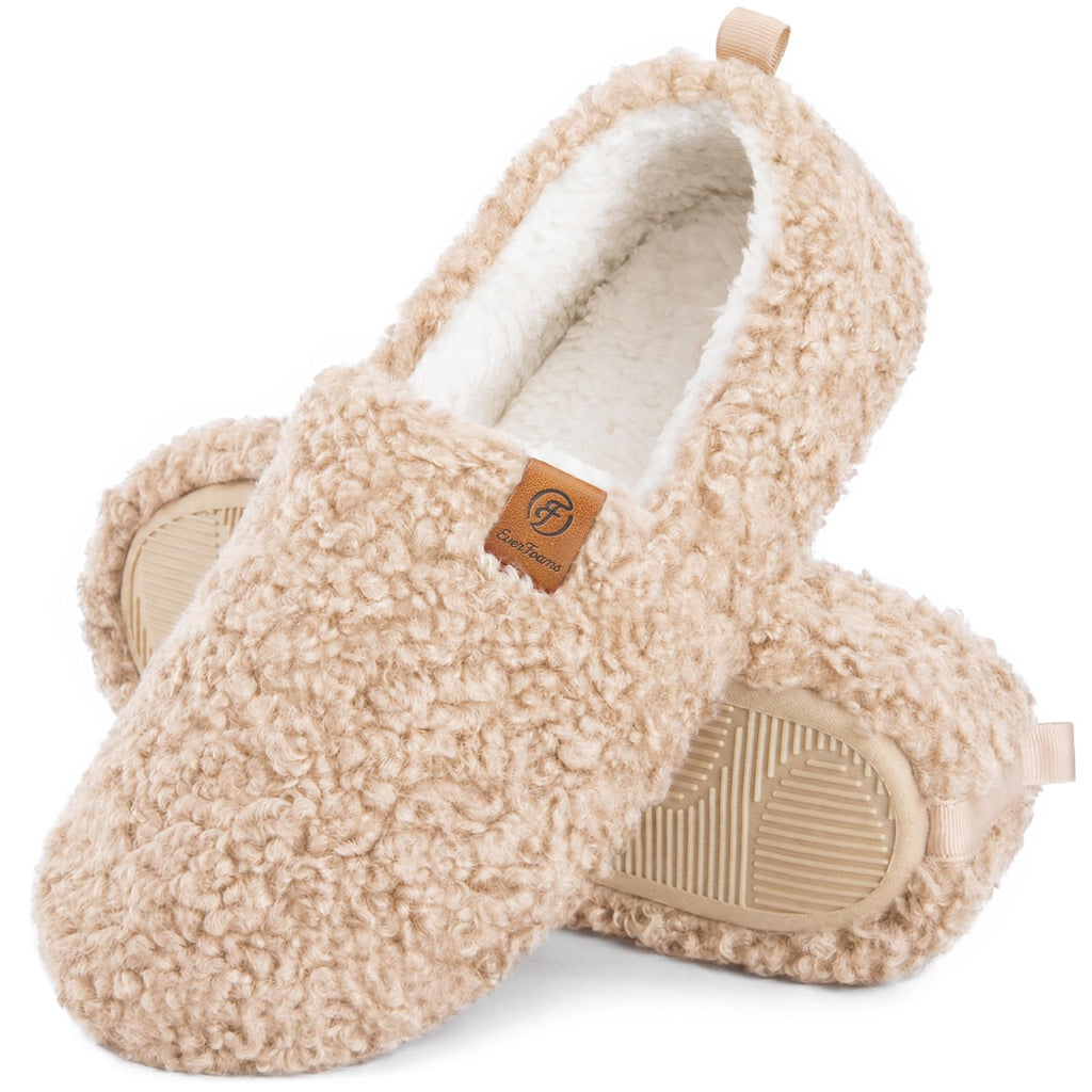 EverFoams Women’s Soft Curly Slippers Memory Foam Lightweight House Shoes