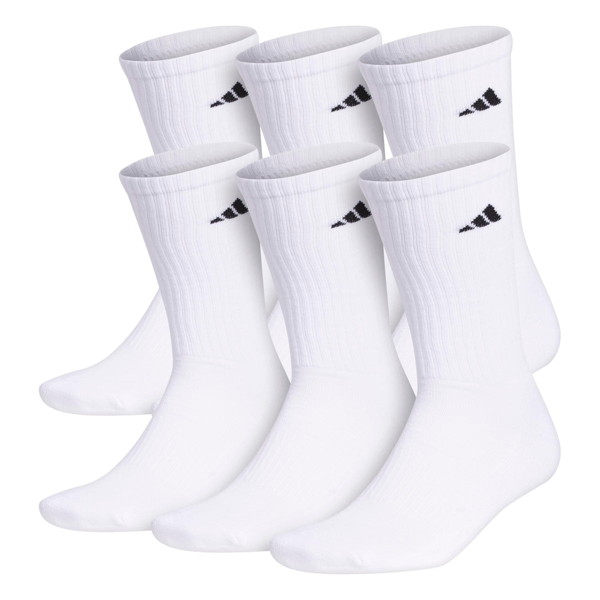adidas Mens Athletic Crew Socks 6 Pairs Casual - White