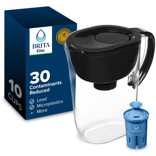 Brita 10-Tassen Elite Filterkaraffe mit Smart Light Indikator, reduziert 30+ Schadstoffe einschließlich Blei und Mikroplastik, Filter hält 6 Monate, Tahoe, Blau