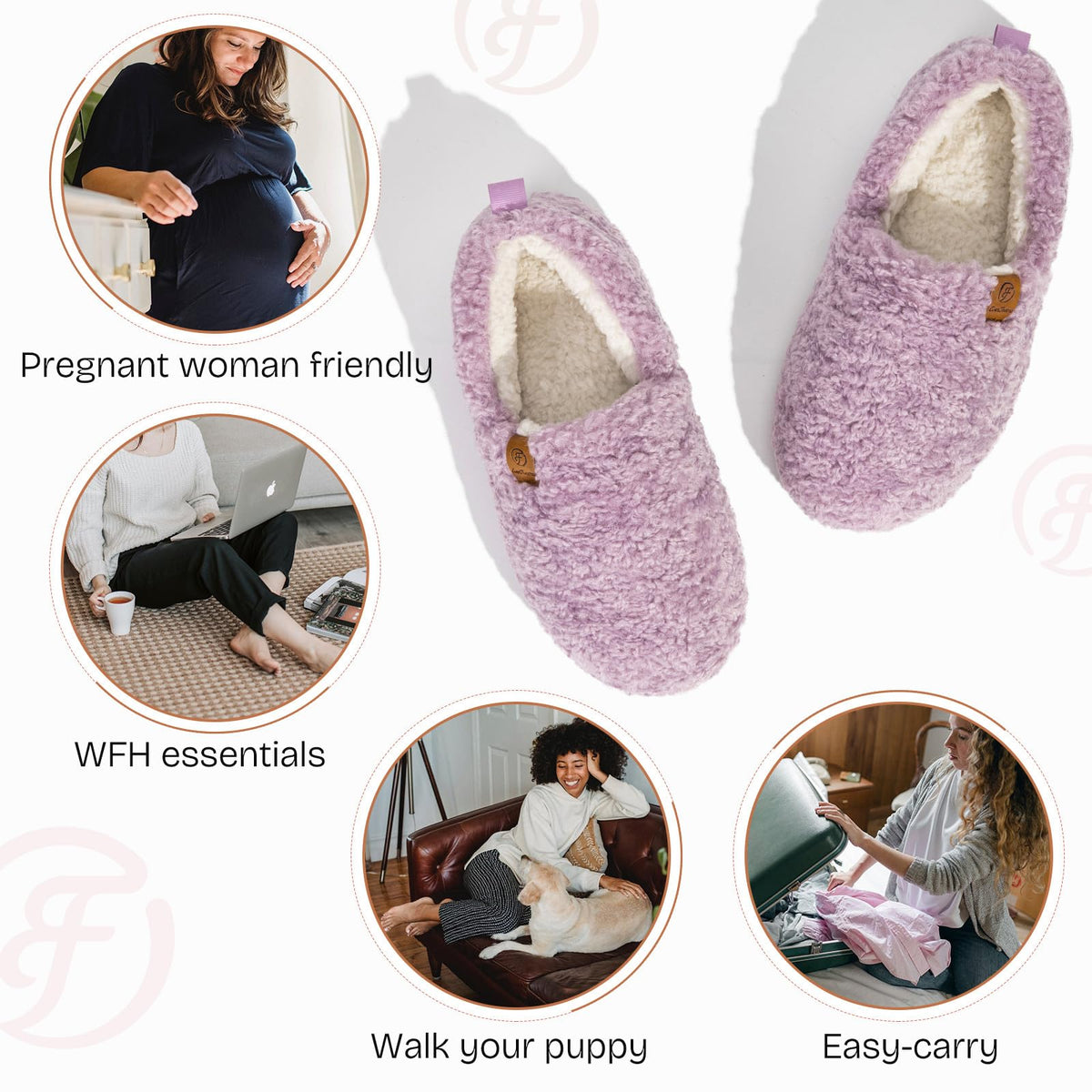 EverFoams Women’s Soft Curly Slippers Memory Foam Lightweight House Shoes