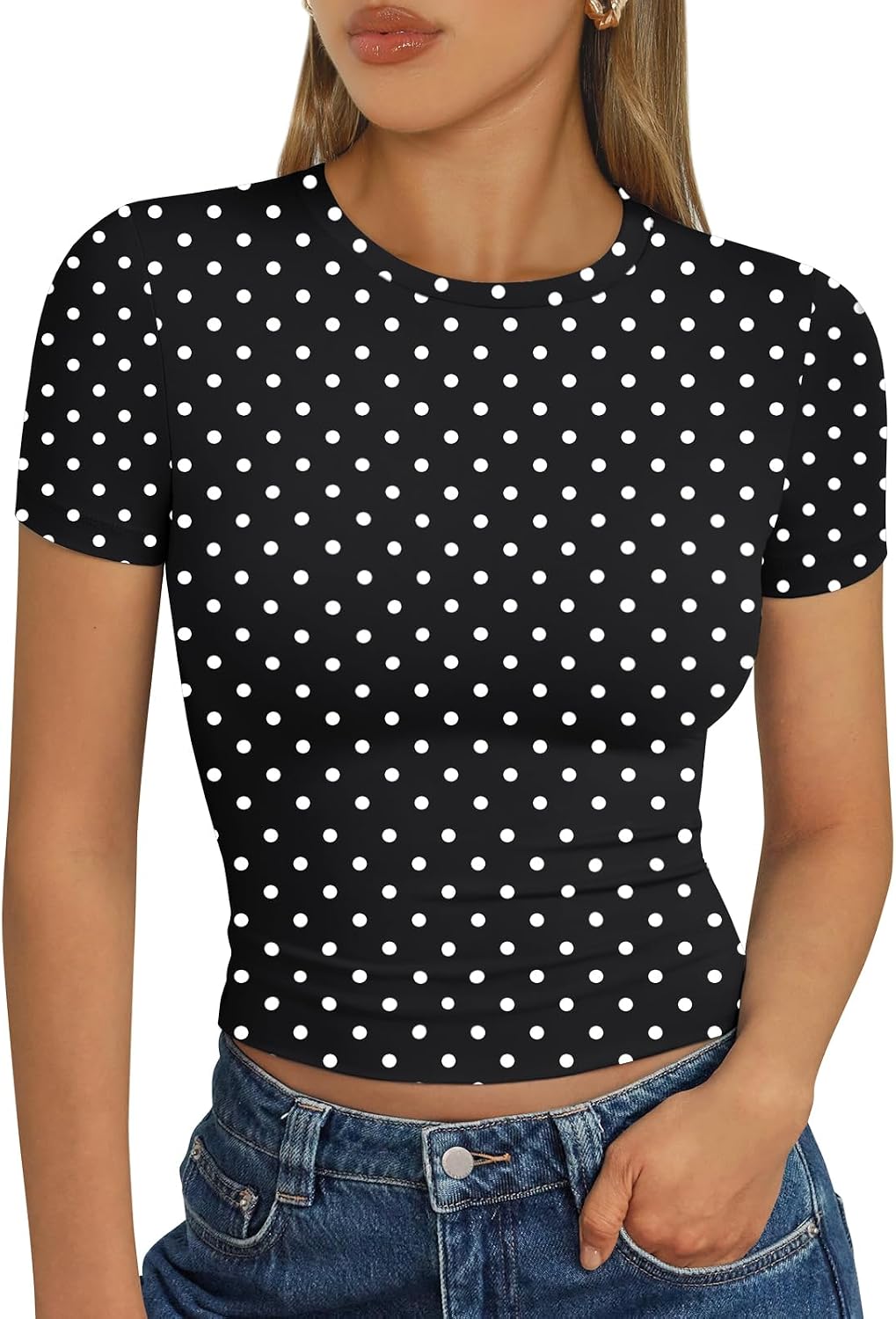 Trendy Queen Damen Kurzarm T-Shirt Basic Sommertop