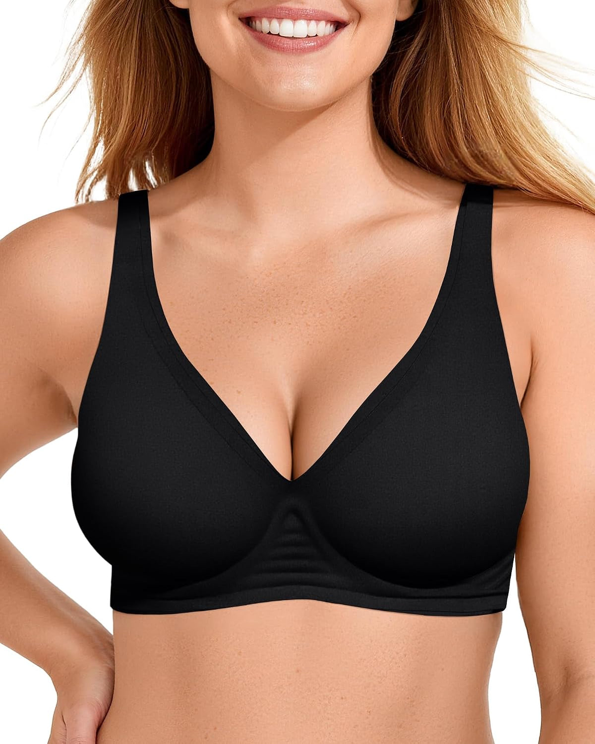 OEAK Damen Jelly-BHs, bügelloser, bequemer Push-up-T-Shirt-BH mit tiefem V-Ausschnitt