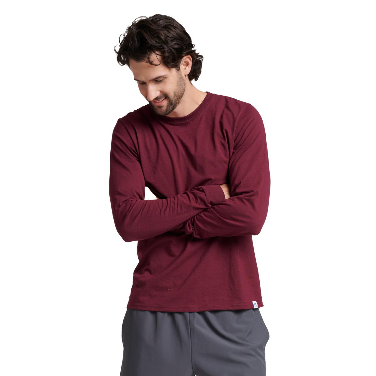 Russell Athletic Herren Dri-Power Langarm-T-Shirts, feuchtigkeitsableitend, geruchshemmend, UPF 30+
