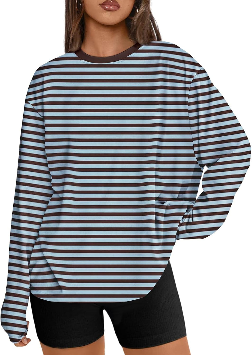 Trendy Queen Chemisier oversize à manches longues pour femme, haut d'automne 2026, t-shirt basique