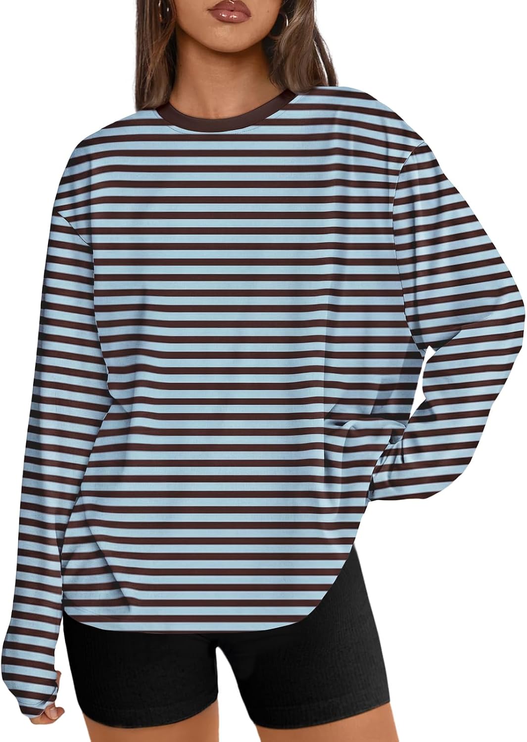 Trendy Queen Chemisier oversize à manches longues pour femme, haut d'automne 2026, t-shirt basique