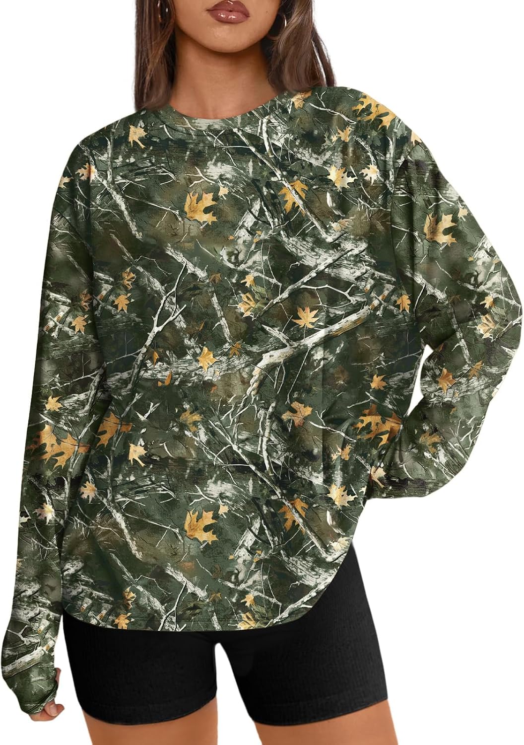 Trendy Queen Chemisier oversize à manches longues pour femme, haut d'automne 2026, t-shirt basique