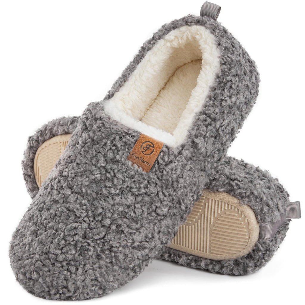 EverFoams Women’s Soft Curly Slippers Memory Foam Lightweight House Shoes