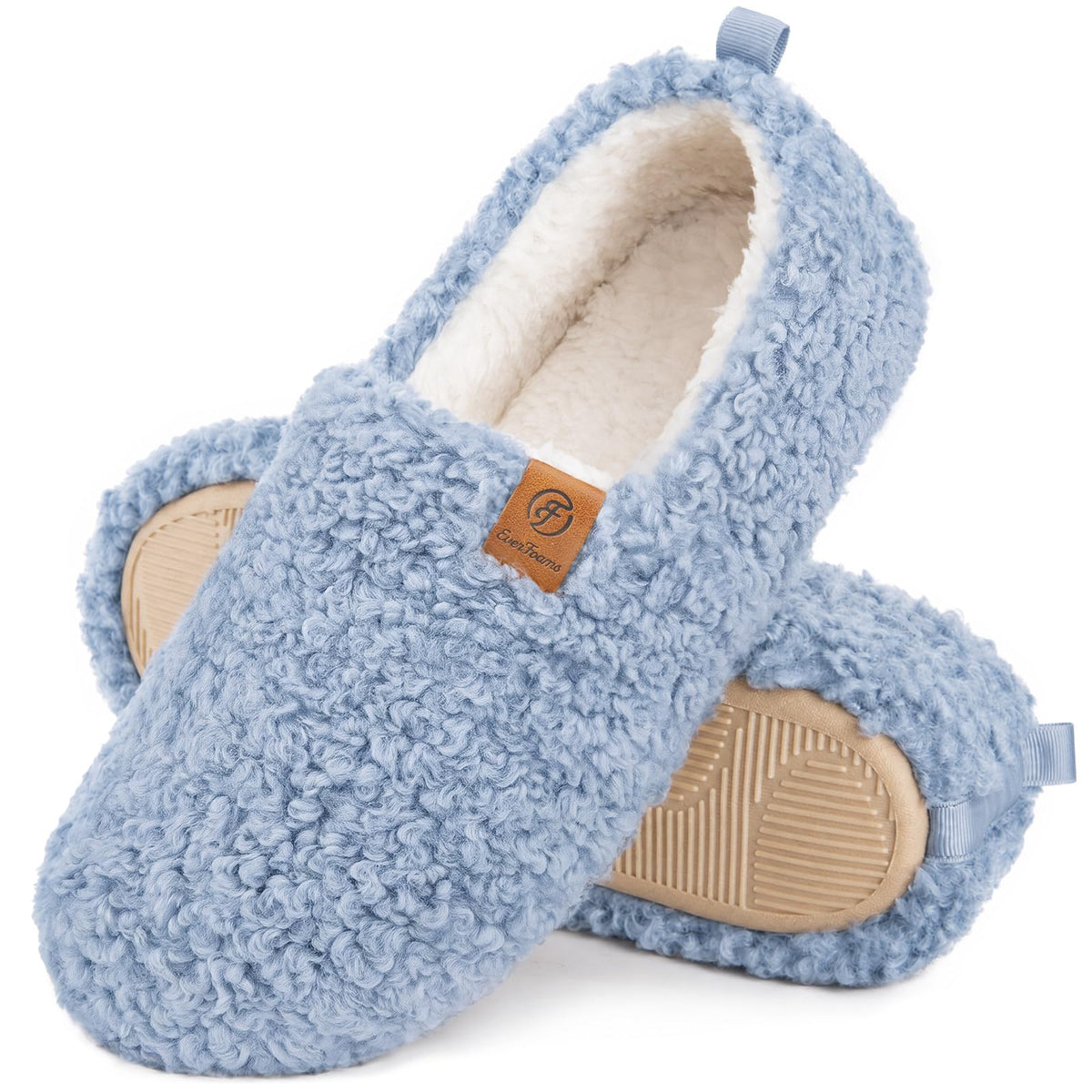 EverFoams Women’s Soft Curly Slippers Memory Foam Lightweight House Shoes