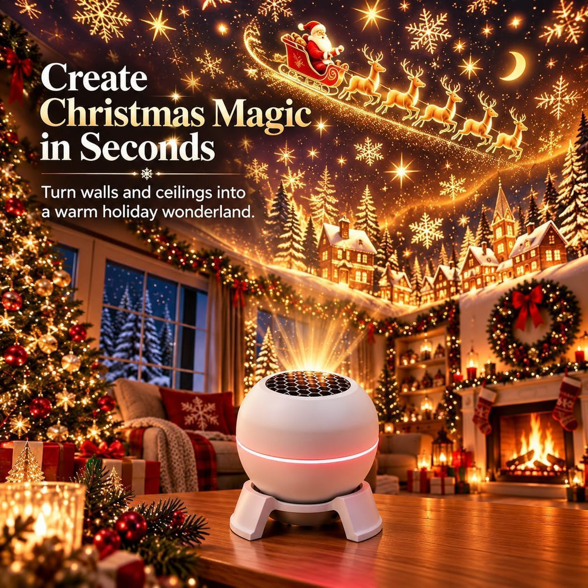 Magical Christmas Projection Night Light | Plug & Play HD Projector Indoor
