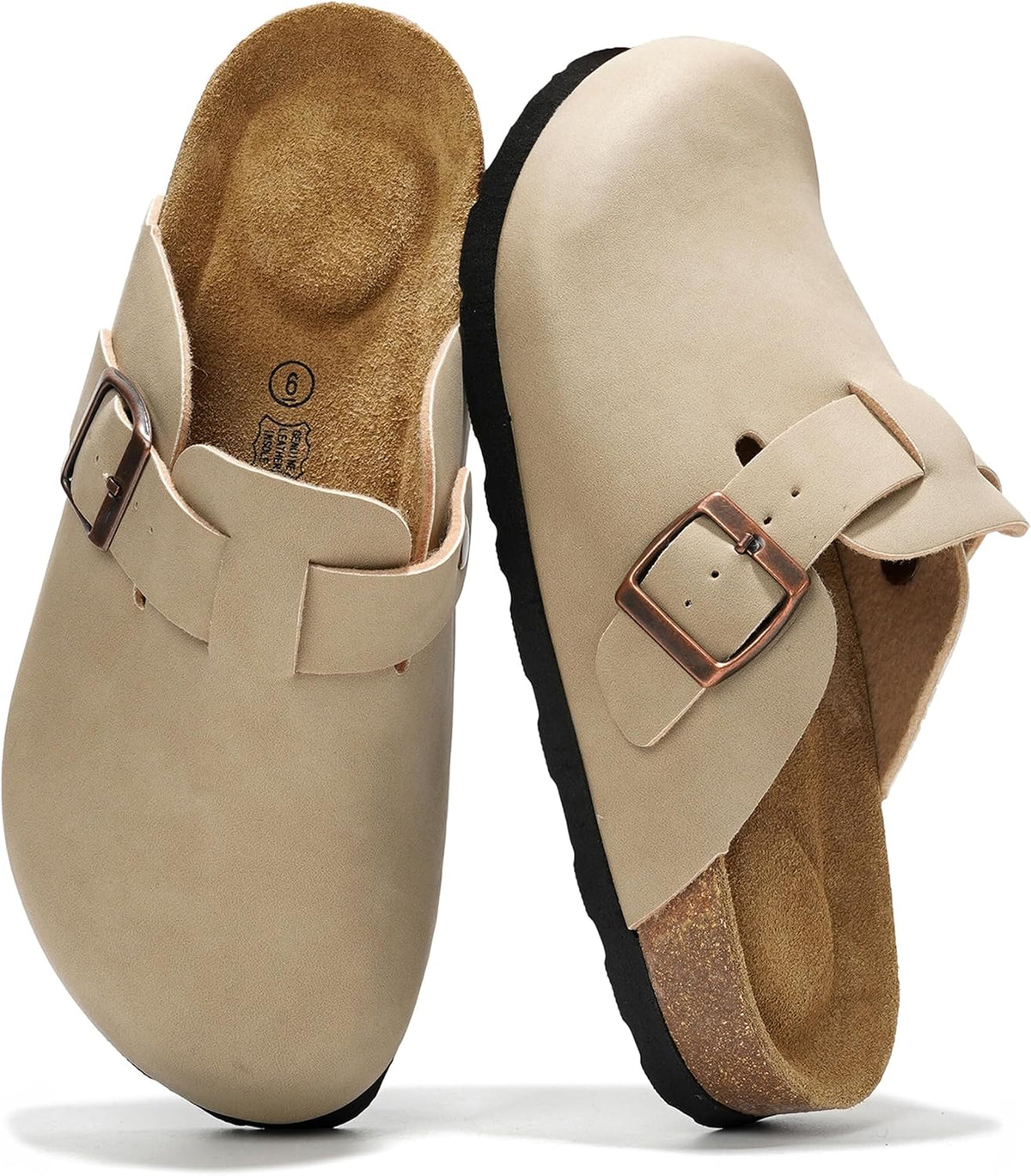 Project Cloud Damen-Clogs mit Korkfußbett aus 100 % echtem Leder