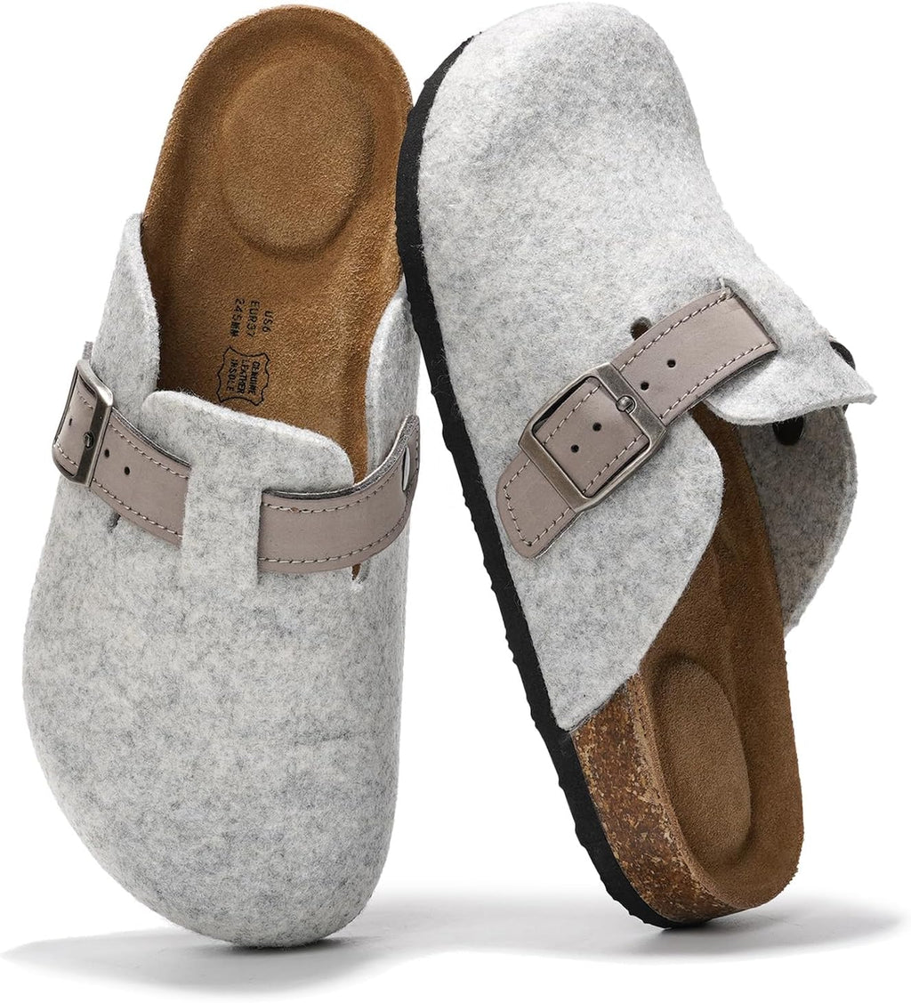 Project Cloud 100% Genuine Leather Womens Cork Footbed Clogs for Women