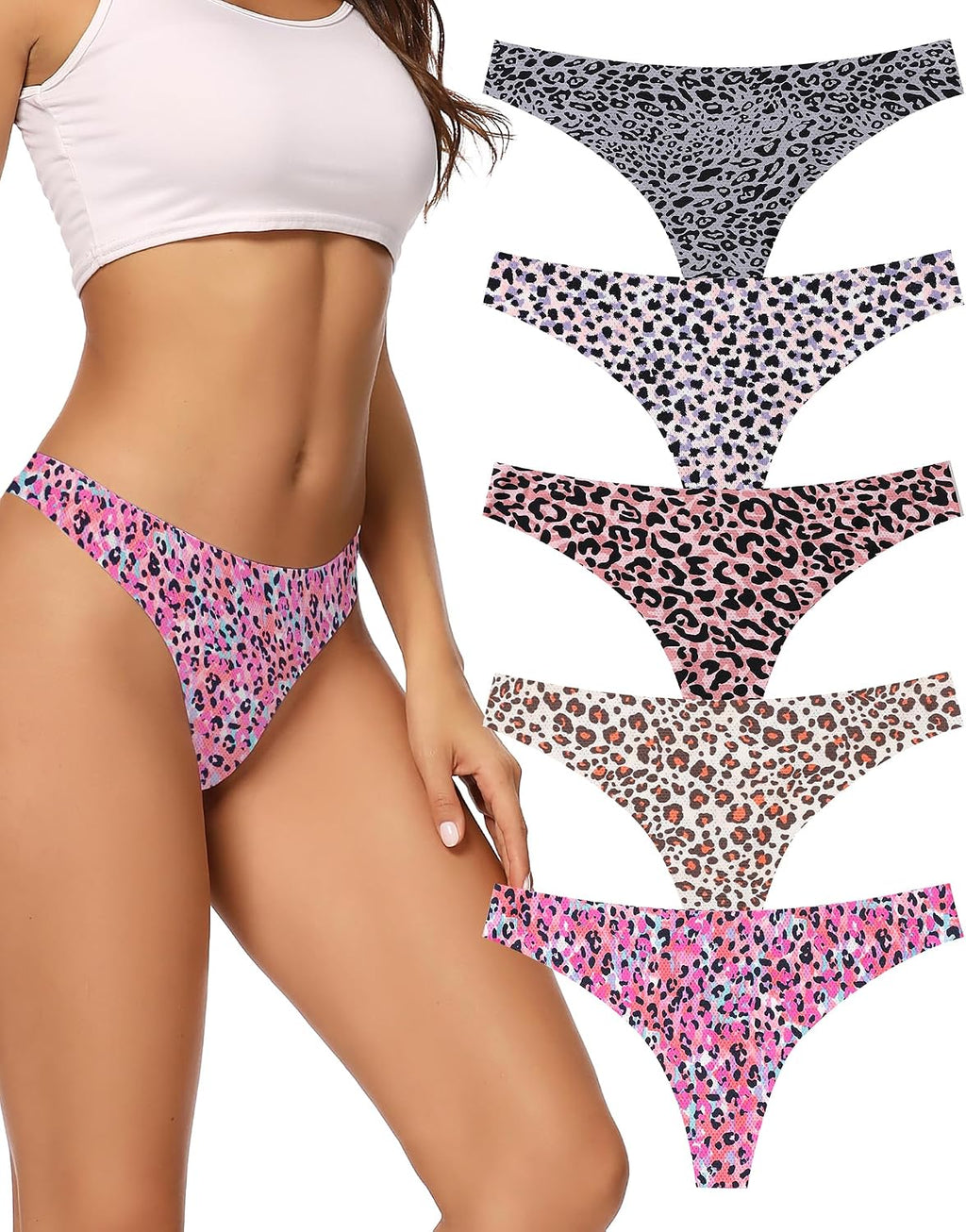 voenxe Nahtlose Damen-Tangas, unsichtbarer Sport-Tanga für Damen, 5er-Pack