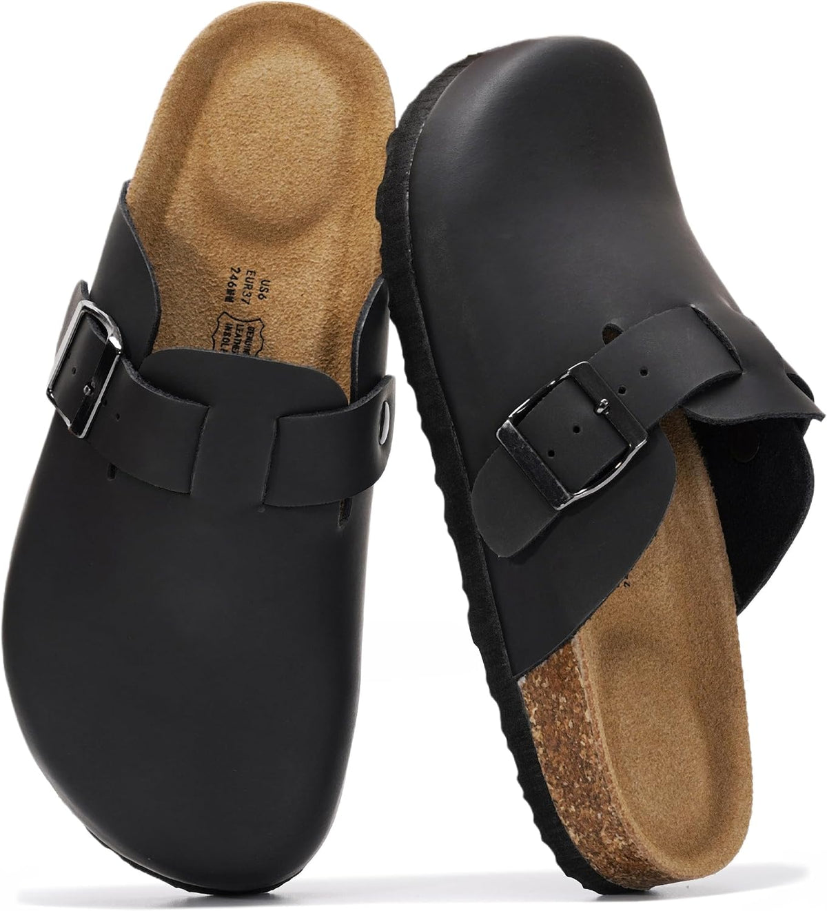 Project Cloud Damen-Clogs mit Korkfußbett aus 100 % echtem Leder