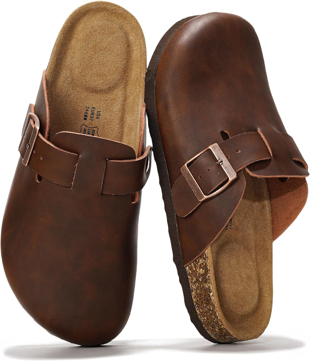 Project Cloud Damen-Clogs mit Korkfußbett aus 100 % echtem Leder
