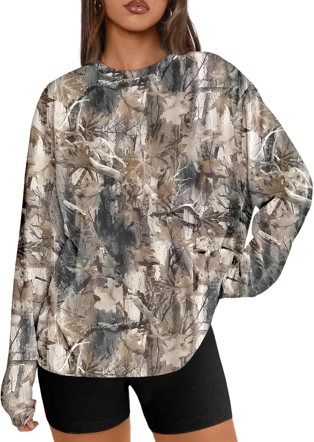 Trendy Queen Chemisier oversize à manches longues pour femme, haut d'automne 2026, t-shirt basique