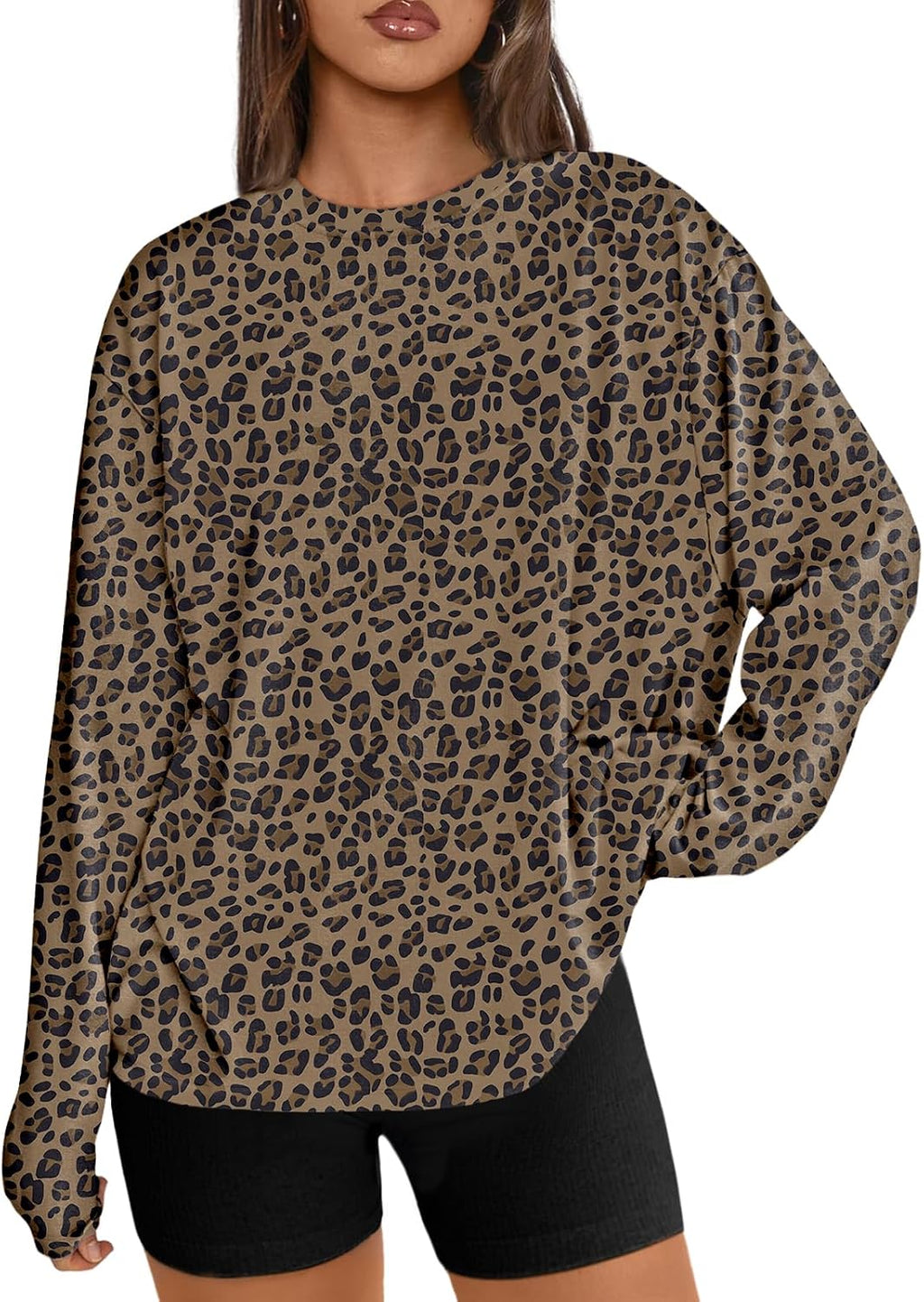 Trendy Queen Chemisier oversize à manches longues pour femme, haut d'automne 2026, t-shirt basique