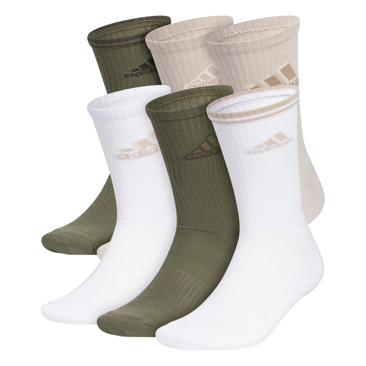 adidas Mens Athletic Crew Socks 6 Pairs Casual - White