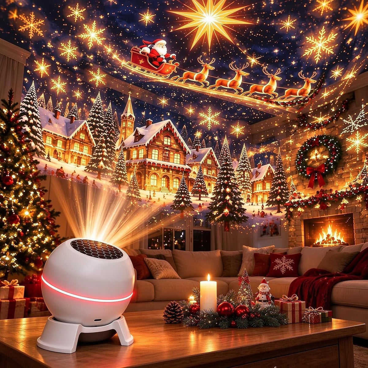 Magical Christmas Projection Night Light | Plug & Play HD Projector Indoor