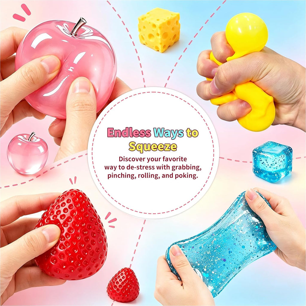 4 Pcs Squeeze Toys Set, Slow Rising Fidget Toy, Stress Relief for Adults
