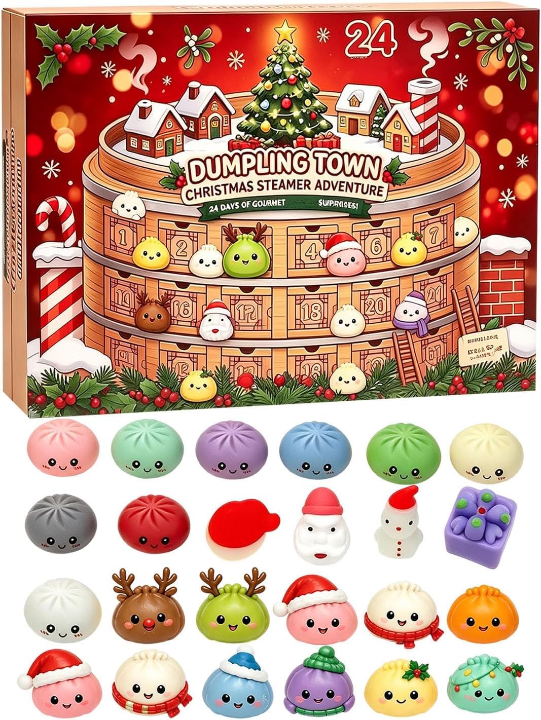 Dekorative Adventskalender, Weihnachts-Adventskalender 2026 Countdown-Kalender, 24-Tage-Countdown für Erwachsene, Mini-Ornamente mit niedlichen Weihnachtsdesigns für den Weihnachts-Countdown, Füllung für Weihnachtsstrümpfe und Geschenke, Stressabbau (A)