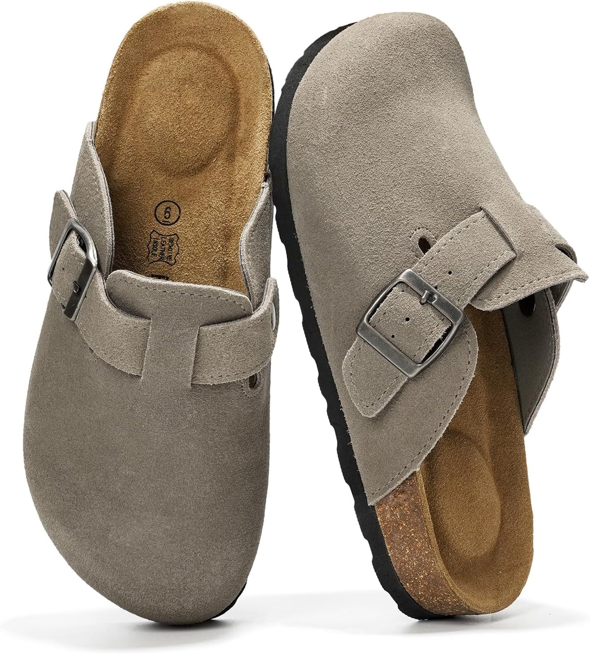 Project Cloud 100% Genuine Leather Womens Cork Footbed Clogs for Women