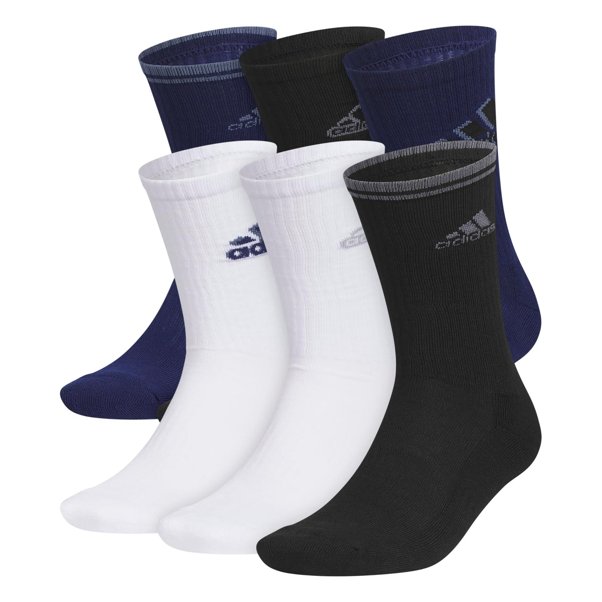 adidas Mens Athletic Crew Socks 6 Pairs Casual - White