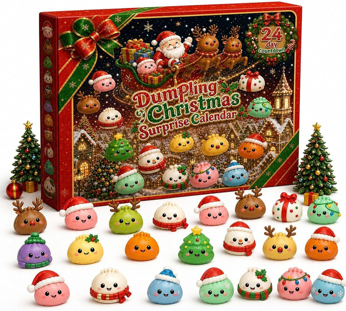 Dekorative Adventskalender, Weihnachts-Adventskalender 2026 Countdown-Kalender, 24-Tage-Countdown für Erwachsene, Mini-Ornamente mit niedlichen Weihnachtsdesigns für den Weihnachts-Countdown, Füllung für Weihnachtsstrümpfe und Geschenke, Stressabbau (A)