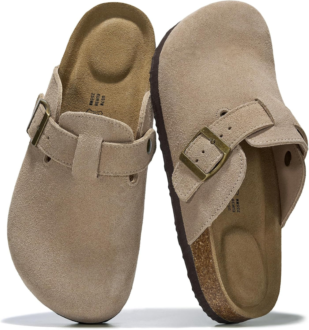 Project Cloud Damen-Clogs mit Korkfußbett aus 100 % echtem Leder
