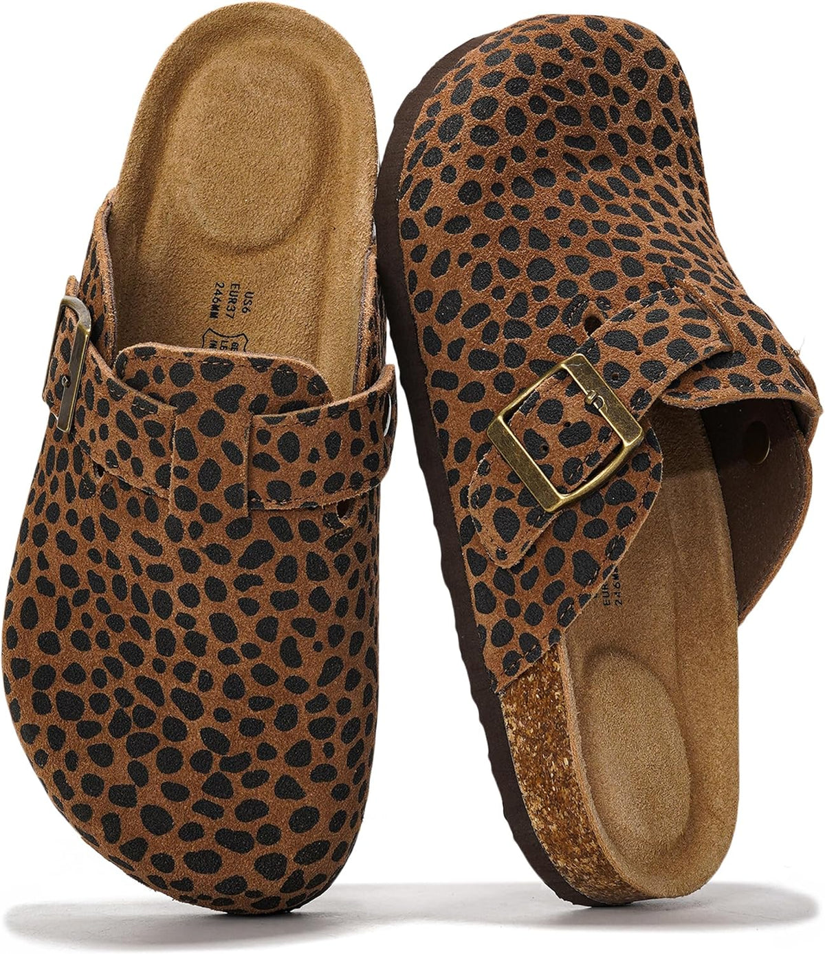 Project Cloud Damen-Clogs mit Korkfußbett aus 100 % echtem Leder