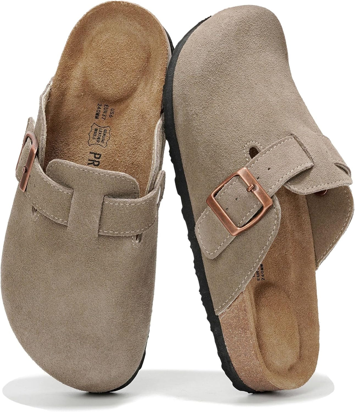 Project Cloud Damen-Clogs mit Korkfußbett aus 100 % echtem Leder