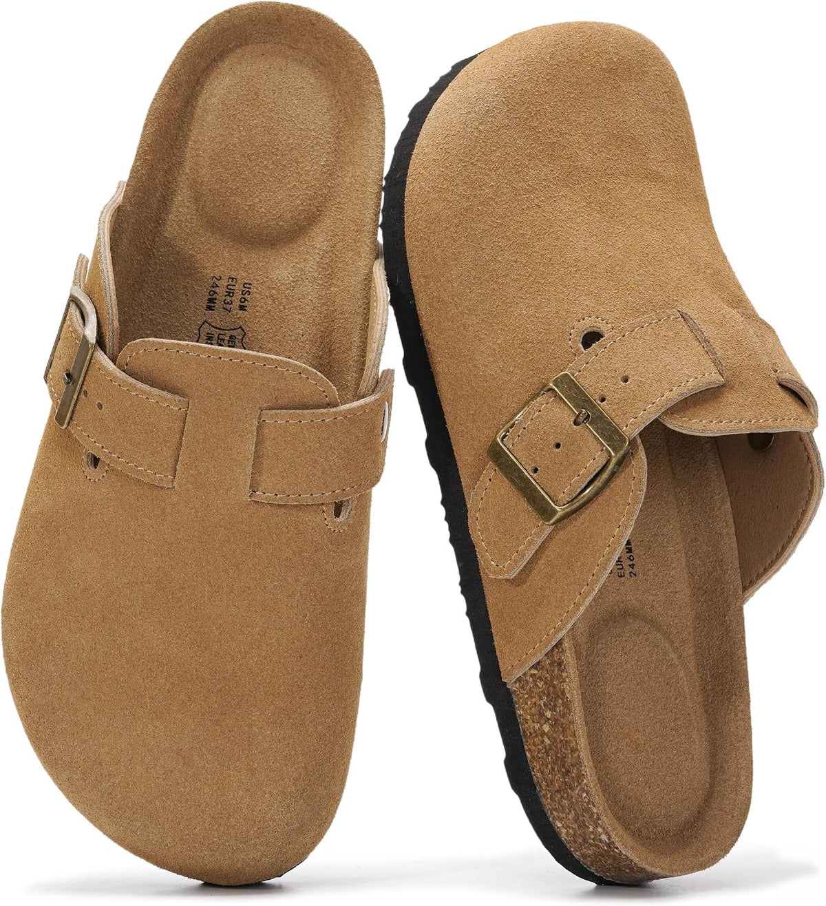 Project Cloud Damen-Clogs mit Korkfußbett aus 100 % echtem Leder