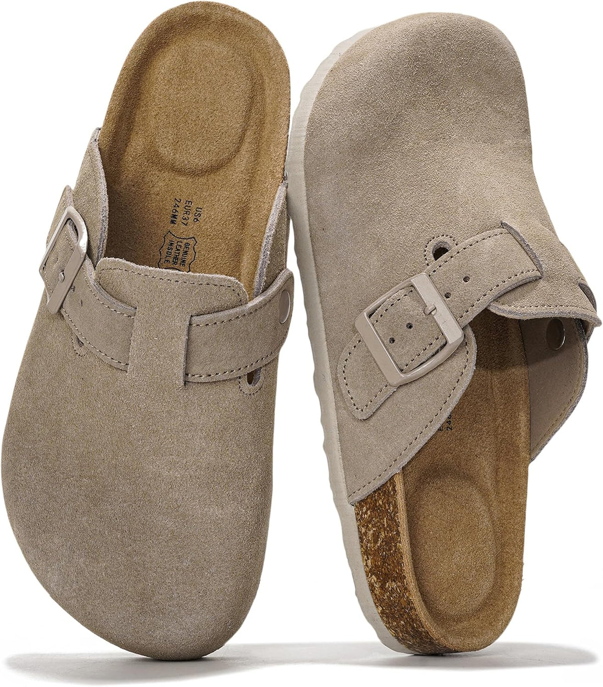 Project Cloud Damen-Clogs mit Korkfußbett aus 100 % echtem Leder