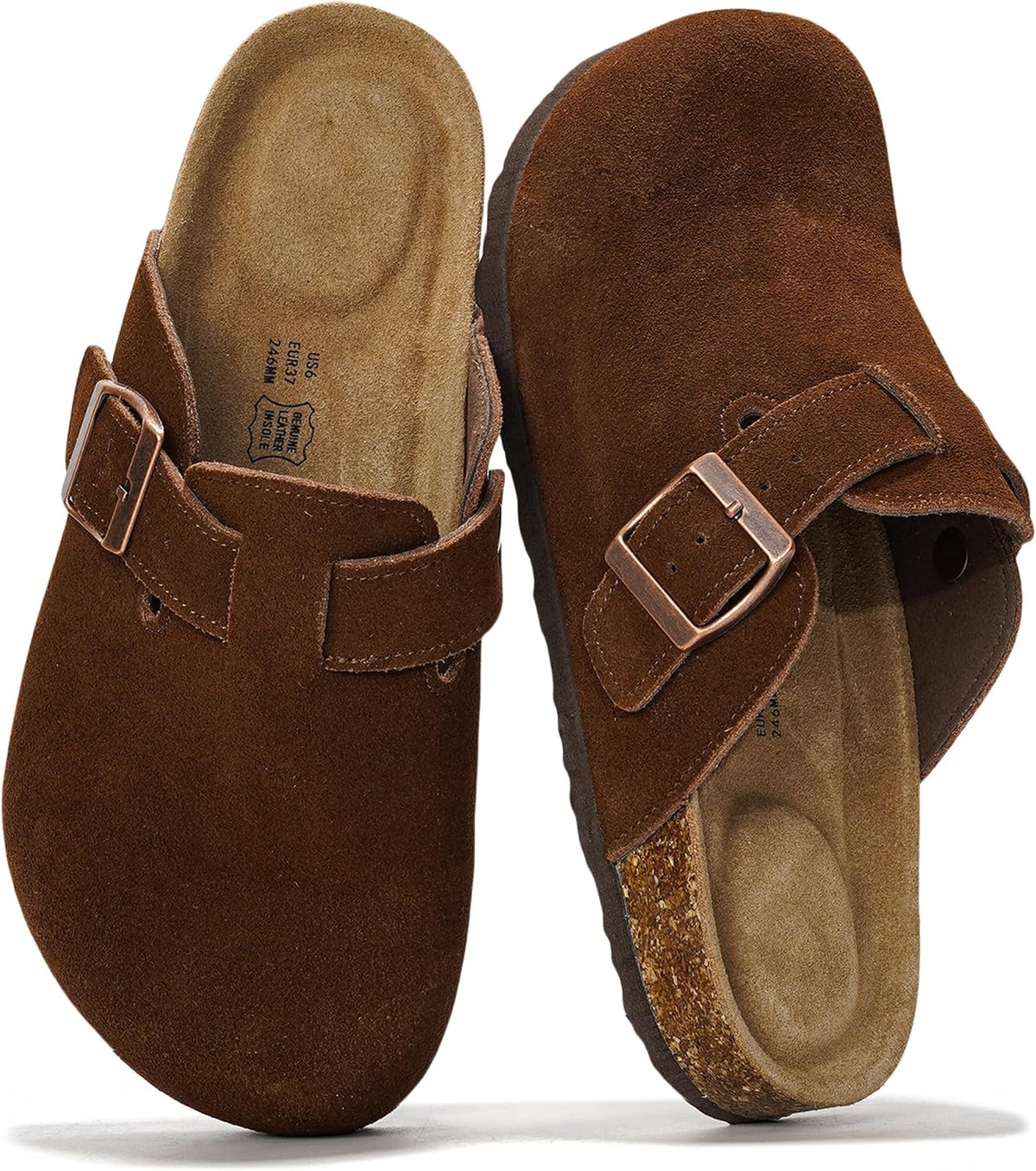 Project Cloud Damen-Clogs mit Korkfußbett aus 100 % echtem Leder