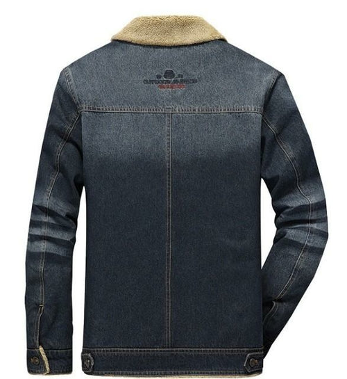 Herren-Jeansjacke in Schwarz mit Kunstfellfutter