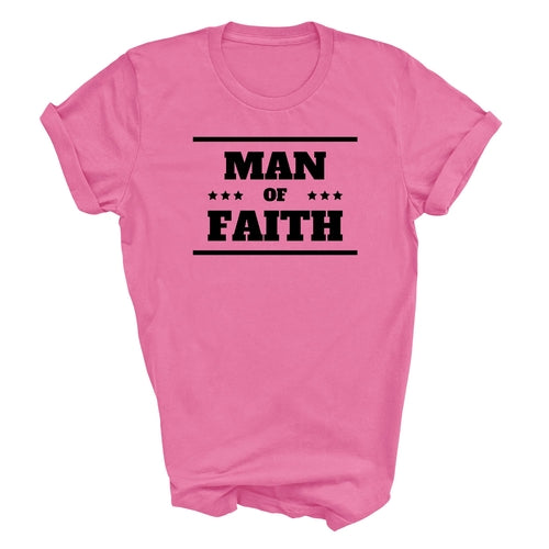 Mens Graphic T-shirt Man of Faith Black Illustration
