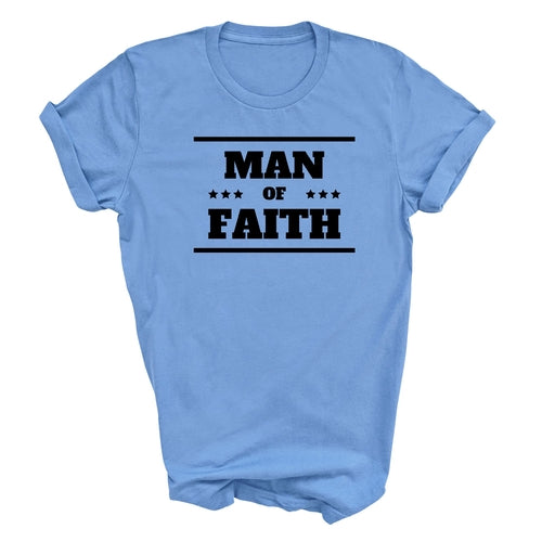Mens Graphic T-shirt Man of Faith Black Illustration
