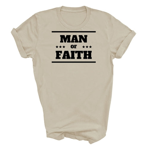Mens Graphic T-shirt Man of Faith Black Illustration