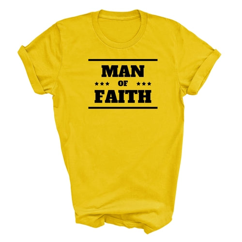 Mens Graphic T-shirt Man of Faith Black Illustration