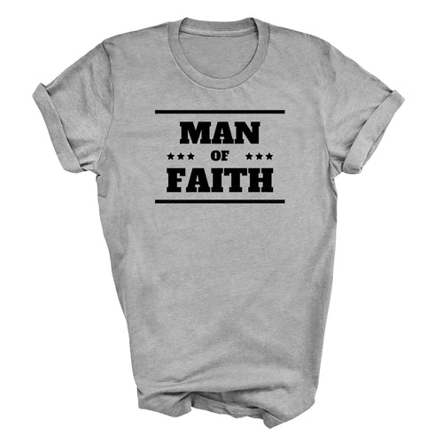 Mens Graphic T-shirt Man of Faith Black Illustration