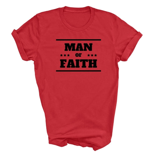 Mens Graphic T-shirt Man of Faith Black Illustration