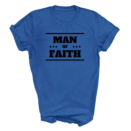 Mens Graphic T-shirt Man of Faith Black Illustration