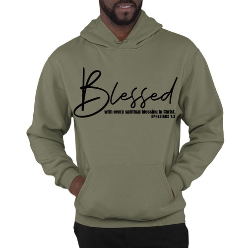 Mens Graphic Hoodie Blessed with Every Spiritual Blessing Black Print
