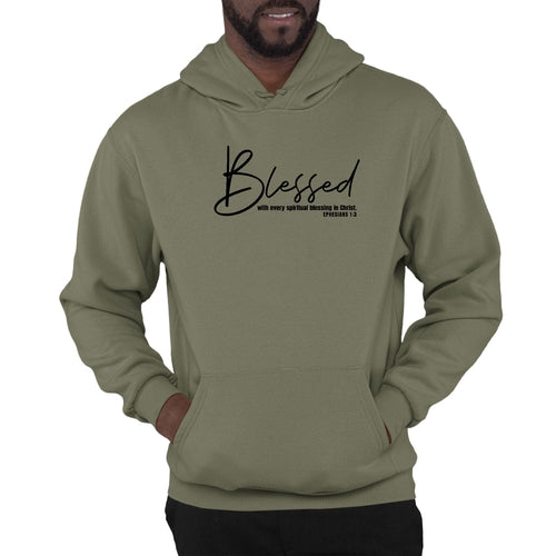 Mens Graphic Hoodie Blessed with Every Spiritual Blessing Black Print
