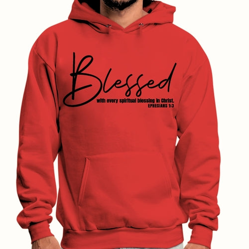 Herren-Grafik-Kapuzenpullover Blessed with Every Spiritual Blessing Schwarzer Aufdruck