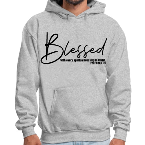 Herren-Grafik-Kapuzenpullover Blessed with Every Spiritual Blessing Schwarzer Aufdruck