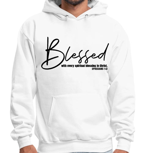 Herren-Grafik-Kapuzenpullover Blessed with Every Spiritual Blessing Schwarzer Aufdruck