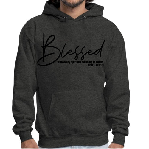 Mens Graphic Hoodie Blessed with Every Spiritual Blessing Black Print