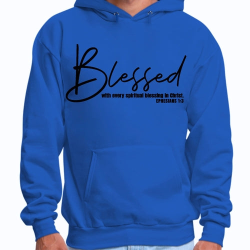 Mens Graphic Hoodie Blessed with Every Spiritual Blessing Black Print