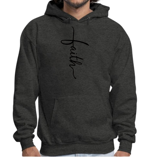 Herren Grafik Hoodie Glaube Schriftzug Kreuz Schwarz Illustration