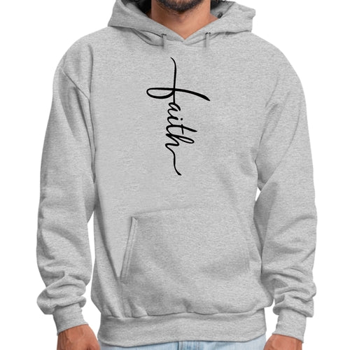Herren Grafik Hoodie Glaube Schriftzug Kreuz Schwarz Illustration